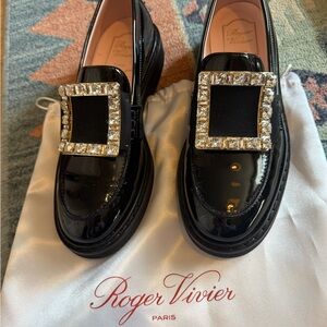 Authentic Roger Vivier Black Patent Leather Loafers